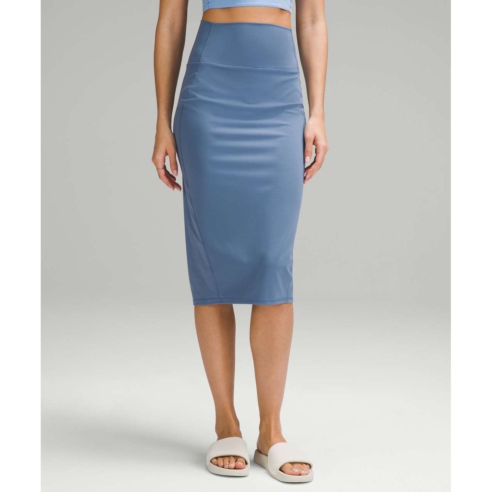 Lululemon City Sleek Slim-Fit Midi Skirt Blue Oasis High Rise Size 6